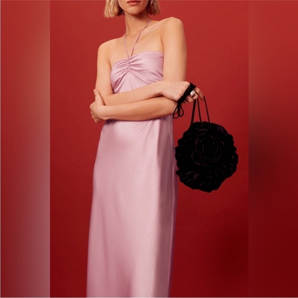 NEW Reformation Valora Satin Halter Dress Sz 12 Babygirl Pink - Picture 2 of 10